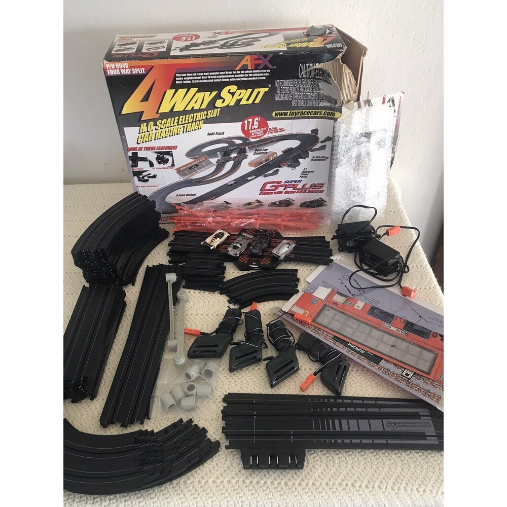 Tomy Afx/Aurora 4Way Split H.O. Slot Car Track NOS Complete Set